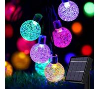 Oreunik Guirlande lumineuse solaire d'extérieur, 8 modes en forme de boule de cristal pour terrasse, jardin, cour, porche, décoration de fête de mariage (coloré, 50 LED)