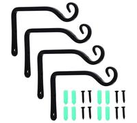 ORFOFE 4 Pièces Crochets Muraux en Fer Noir pour Plantes Embout Courbé Pratique, Support Mural pour Pots de Fleurs, pour Décoration Intérieure et Présent de Pendaison