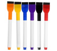 ORFOFE 6 Pièces Marqueurs Effaçables à Sec Multicolores avec Gomme | Pointe Fine, Écriture Fluide, Usage Bureau et Dessin, pour Verre et Tableau Blanc, ABS et Feutre