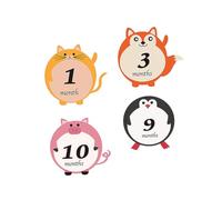 ORFOFE Autocollants Bébé Mois 12 Pcs en Pvc Décoratifs pour Baby Shower et Packaging, Design Cartoon Adorable, Accessoires Naissance pour Photo Bébé