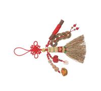 ORFOFE Balai Suspendu pour Berceau Bébé Nœud Rouge et Pièces Chinoises, Pendentif Amulette Feng Shui Vintage, Balai Décoratif Doux pour -Né, Accessoire Porte-Chevet Pratique