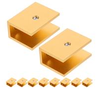 ORFOFE Clips de fixation pour étagère en verre, lot de 10, aluminium doré, support mural à pince, pour cuisines et salons modernes