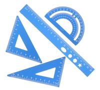 ORFOFE Outil de mesure mathématique, règle triangulaire à dessiner en alliage d'aluminium bleu, kit de règle compacte précis pour score measurement et étudiants