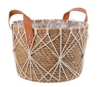 ORFOFE Panier Tressé pour Plantes, Rond, en Paille et Polyester, Blanc | Cache-pot Décoratif, Usage Chambre et Pendaison de Crémaillère, Forme Ronde, Style Pratique et Beau