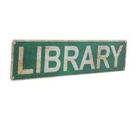 ORFOFE Plaque Murale Étanche Décoration Bibliothèque Vintage en Étain Vert Facile à Installer Style Rétro pour Intérieur et Extérieur pour Coin Lecture ou Café