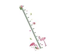 ORFOFE Toise Murale Flamant Rose pour Chambre D’garçon et Filles, Autocollant Pvc Vert, Imperméable, Amovible et Réutilisable, Suivi de Croissance