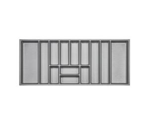 ORGA-BOX 3 Range-couverts Profondeur : 473 x Largeur : 1091 mm gris argenté avec structure Canvas pour tiroirs de 120, par ex. dans les cuisines Nobilia/Noblessa à partir de 08.2012.
