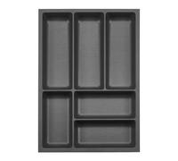 ORGA-BOX 3 Range-couverts Profondeur : 473 x Largeur : 341 mm anthracite avec structure Canvas pour tiroirs de 45, par ex. dans les cuisines Nobilia/Noblessa à partir de 08.2012.