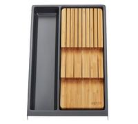 ORGA-BOX Rangement polyvalent SEPARADO Individual gris ardoise grainé (300 x 474 x 51 mm) largeur d'armoire de 40 cm y compris le porte-couteaux en bambou pour jusqu'à 9 couteaux