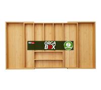 ORGA-BOX UNIVERSAL Range-couverts en bambou réglable pour largeur d'armoire 700-900 mm jusqu'à 9 compartiments pour profondeur de tiroir 473 mm