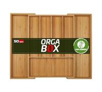 ORGA-BOX UNIVERSAL Range-couverts en bambou réglable pour largeur de tiroir 400-600 mm jusqu'à 7 compartiments pour profondeur de tiroir 473 mm (Dimension intérieure)
