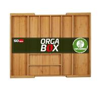 ORGA-BOX UNIVERSAL Range-couverts en bambou réglable pour largeur de tiroir 400-600 mm jusqu'à 8 compartiments pour profondeur de tiroir 473 mm (Dimension intérieure)