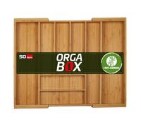 ORGA-BOX UNIVERSAL Range-couverts en bambou réglable pour largeur de tiroir 400 - 600 mm jusqu'à 8 compartiments