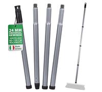 ORGAFLIX Manche de balai de qualité supérieure avec filetage de 24 mm, réglable de 60 à 130 cm, utilisation universelle pour balais, balai de route et balai industriel, manche en métal stable en gris