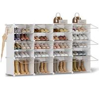 Orgahome Étagère à chaussures avec 3x4 compartiments, étagère à chaussures haute et étroite, étagère à chaussures blanche, armoire à chaussures haute fermée pour garde-robe, couloir, chambre à coucher