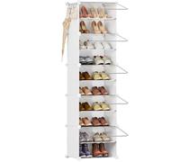 Orgahome Étagère à chaussures avec 56 compartiments, étagère à chaussures haute et étroite, blanche, armoire à chaussures fermée pour vestiaire, couloir, chambre à coucher, entrée, personnalisable 222