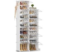 Orgahome Étagère à chaussures avec 56 compartiments, étagère à chaussures haute et étroite, blanche, armoire à chaussures fermée pour vestiaire, couloir, chambre à coucher, entrée, personnalisable