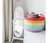 OrganiHaus Arc-en-ciel Corde de coton Panier de rangement avec poignées 50x33, décoration colorée pour ranger et organiser les jouets des enfants, panier à linge, organisateur de jouets