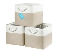 OrganiHaus Bacs de Rangement Cubiques 28x28 lot de 3, Paniers Cubes en Tissu avec Poignées en Corde, Cubes de Rangement Pliables pour Bibliothèque Kallax, Panier pour Chambre d'enfant, Gris/Blanc