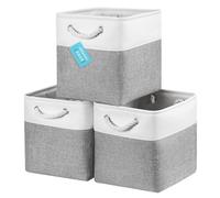 OrganiHaus Bacs de Rangement Cubiques 28x28 lot de 3, Paniers Cubes en Tissu avec poignées en Corde, Cubes de Rangement Pliables pour Bibliothèque Kallax, Panier pour Chambre d'enfant, Gris/Blanc