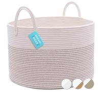 OrganiHaus panier rangement 50x33 cm marron à points, corde coton avec poignées, bac à linge, jouets ou déco chambre