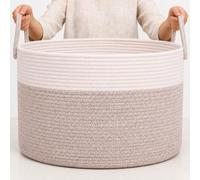 OrganiHaus panier rangement 50x33 cm marron/blanc, bac à linge, corde de coton, corbeille jouets, vêtements ou déco salon
