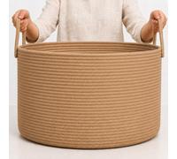OrganiHaus panier rangement 50x33 cm miel, corde de coton, bac à linge sale, jouets ou vêtements, panier déco pour salon ou chambre d'enfant
