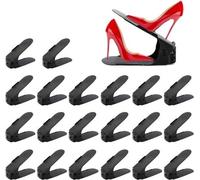 Organisateur à chaussures Famanu pour l'organisation de placards - Lot de 20 empileurs à chaussures réglables (noir)