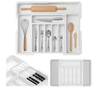 Organisateur à couverts pour tiroir blanc double face WELLHAUS - rangement cuisine