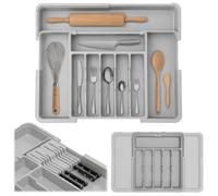 Organisateur à couverts pour tiroir gris double face WELLHAUS - rangement cuisine