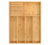 Organisateur à couverts pour tiroirs avec range-couteaux | Bambou | 32x43x4,5 cm | Couleur naturelle