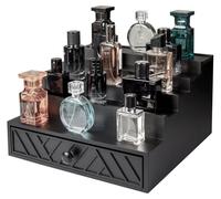 Organisateur à parfum en bois avec tiroir caché - 5 compartiments et intérieur en velours doux