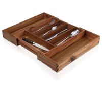Organisateur à tiroir pour couverts - Largeur réglable de 28 à 45 cm, profondeur 34 cm - Bois - Marron - Pour couverts et ustensiles de cuisine