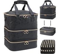 Organisateur à vernis à ongles - Sac de rangement pour flacons - Collection de vernis - Grande capacité (84) - 3 niveaux - Noir