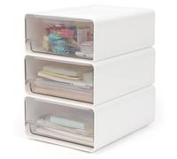 Organisateur avec 3 tiroirs, format A5, empilable, transparent, couleur blanche