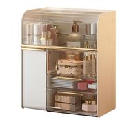 Organisateur Boîtes Maquillage À Trois Couches, for Salle De Bain | Bac De Rangement Portable, Conception Empilable, Seau À Brosse Incliné, Cache-poussière Visible(White)