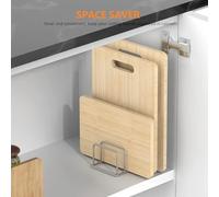 Organisateur combiné pour couvercles de casseroles et planches à découper en acier inoxydable, gain de place, support de comptoir robuste, organisateur de cuisine, 1 pièce 1pc
