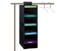 Organisateur d'armoire suspendue - Porte-vêtements hebdomadaire, étagère de garde-robe pour | Organisateur de vêtements pour lundi vendredi, étagère en tissu à suspendre, étiquette visibil