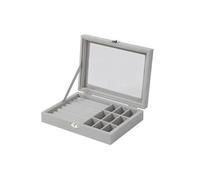 Organisateur de bijoux en velours avec couvercle en verre 9 Grilles + 7 Emplacements pour bagues HG05361