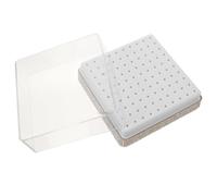 Organisateur de Bouts de Clous à 100 Trous Couvercle Transparent Argenté | Boîte ABS à Base Antidérapante, Rangement Sécurisé pour Têtes de Polissage, Usage Studio Mobile