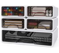 Organisateur de bureau, boîte avec 5 tiroirs, empilable, format A4/A5, en plastique PP, couleur blanche