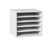 VEVOR Organisateur de Bureau en Bois 35,5x30,5x33 cm Trieur de Documents à 5 Compartiments Corbeille à Courrier Panneau Aggloméré Étagère Amovible Classeur pour Rangement des Fichiers Magazines École
