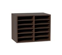 Organisateur De Bureau En Bois 52x30,5x41cm 12 Compartiments Etagère Amovible Brun