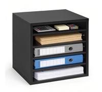 Organisateur de Bureau en Bois à 5 Compartiments avec Étagères Amovibles Casier à Courrier pour Dossiers et Documents