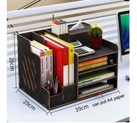 Organisateur de bureau en bois Ecent - Noir - Multi-fonctionnel - Pour Bureau Maison