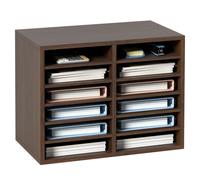 Organisateur de Bureau en Bois-VEVOR-52x30,5x41cm-Étagère Amovible Classeur pour Rangement Fichiers Magazines École-Brun