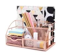 Organisateur de bureau - EXERZ - Organiseur 7 compartiments - Métal - Rose - 22×14,2×12,5 cm