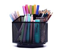 Organisateur de bureau EXERZ, rotatif à 360 degrés, avec 5 compartiments et un porte-stylos