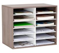 Organisateur de bureau - Rangement compartimenté pour bureau - 12 compartiments - Mélaminé - Noir - Format A4