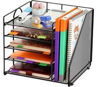 Organisateur de bureau - Rangement de documents - Trieur de bureau - Modèle vertical à cinq niveaux - Dimensions : 31 x 30,5 x 31 cm - Noir